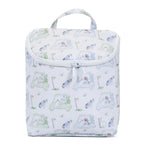 Insulated baby bottle or lunch bag in a light blue golf and puppy dog print