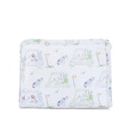 Zipper pouch travel bag organizer in a soft baby boy golf and puppies print