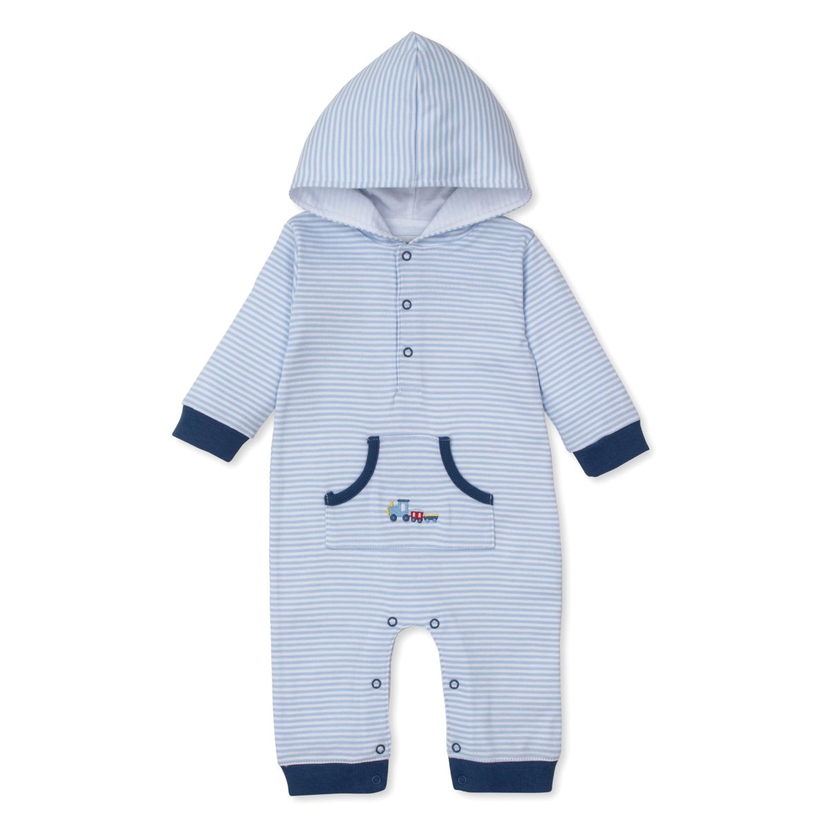 Rambling Railroad Baby Boy's Hooded Romper