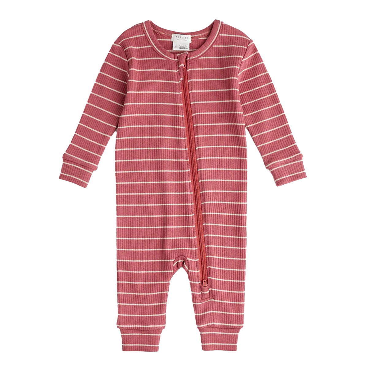 Girl's Raspberry Stripe Zip Front Romper