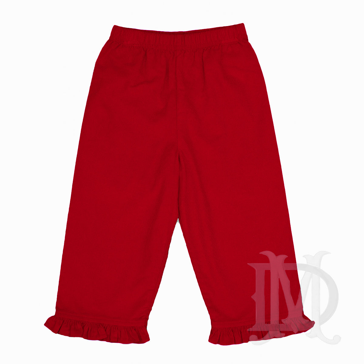 Girl's Red Corduroy Ruffled Pants