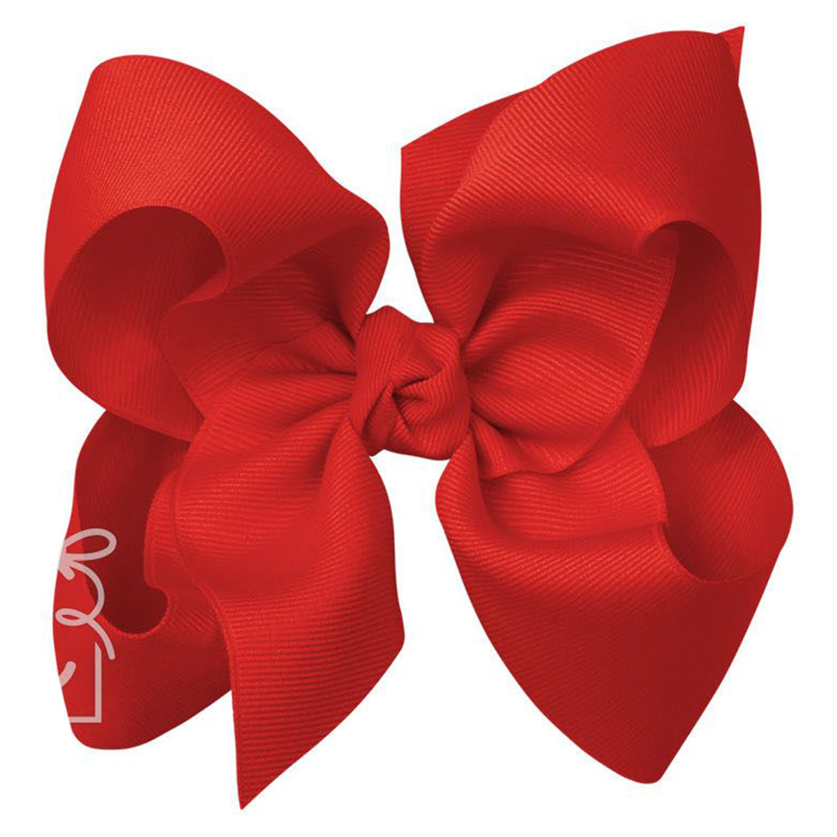 Large red grosgrain classic hair bow with double knot center.