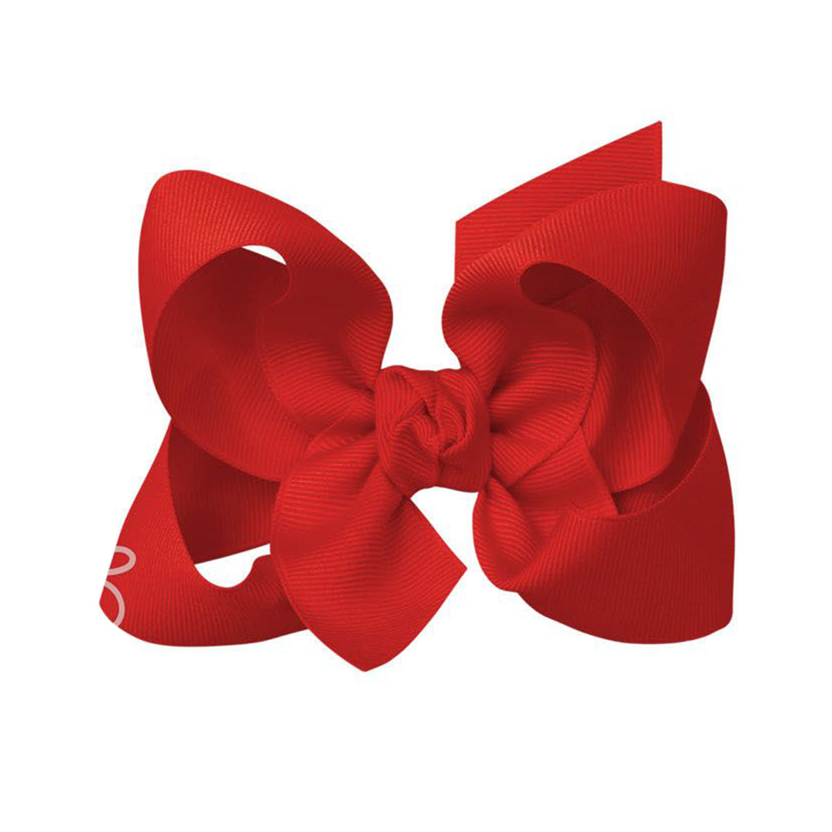 Red grosgrain classic hair bow with double knot center.