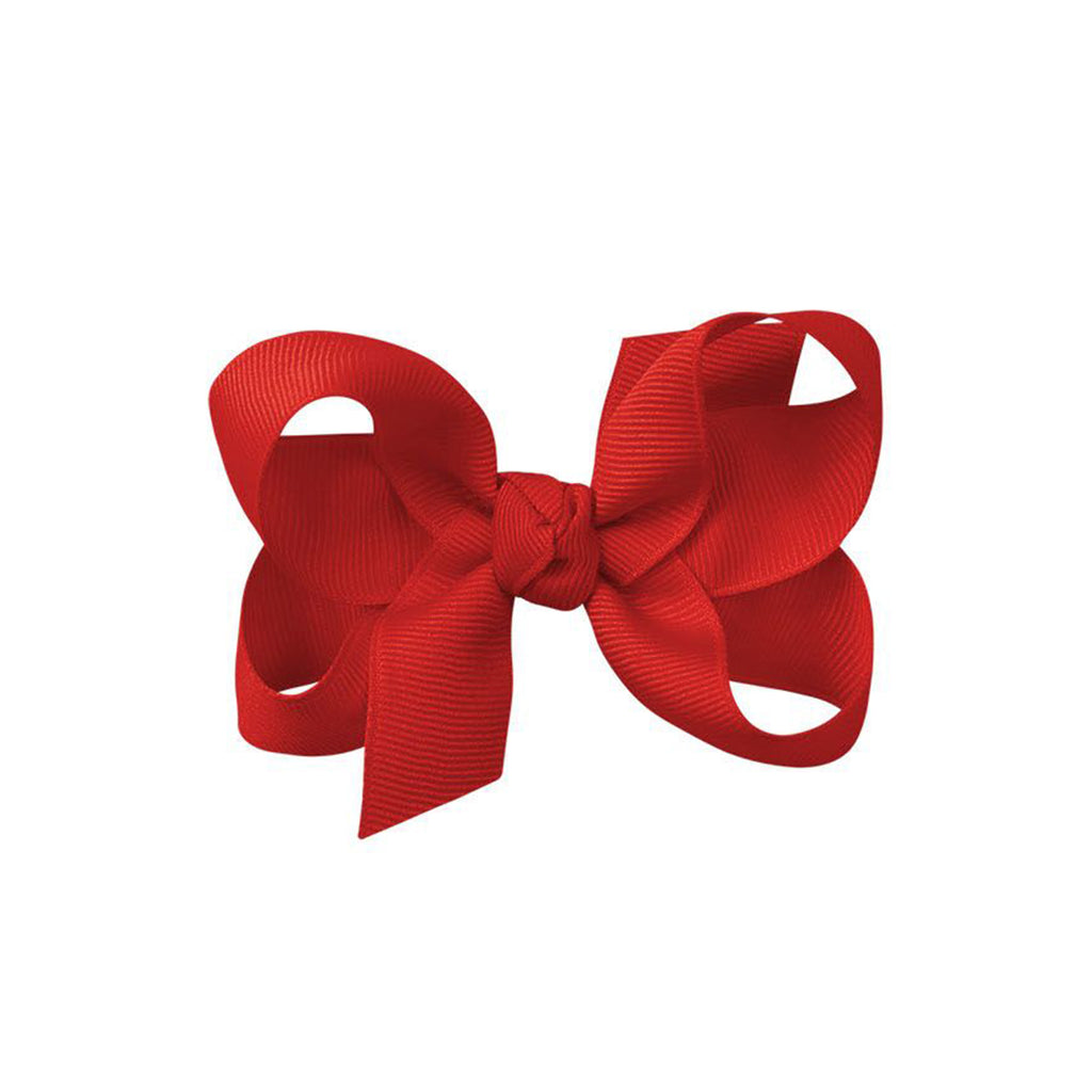Red grosgrain classic hair bow with double knot center.