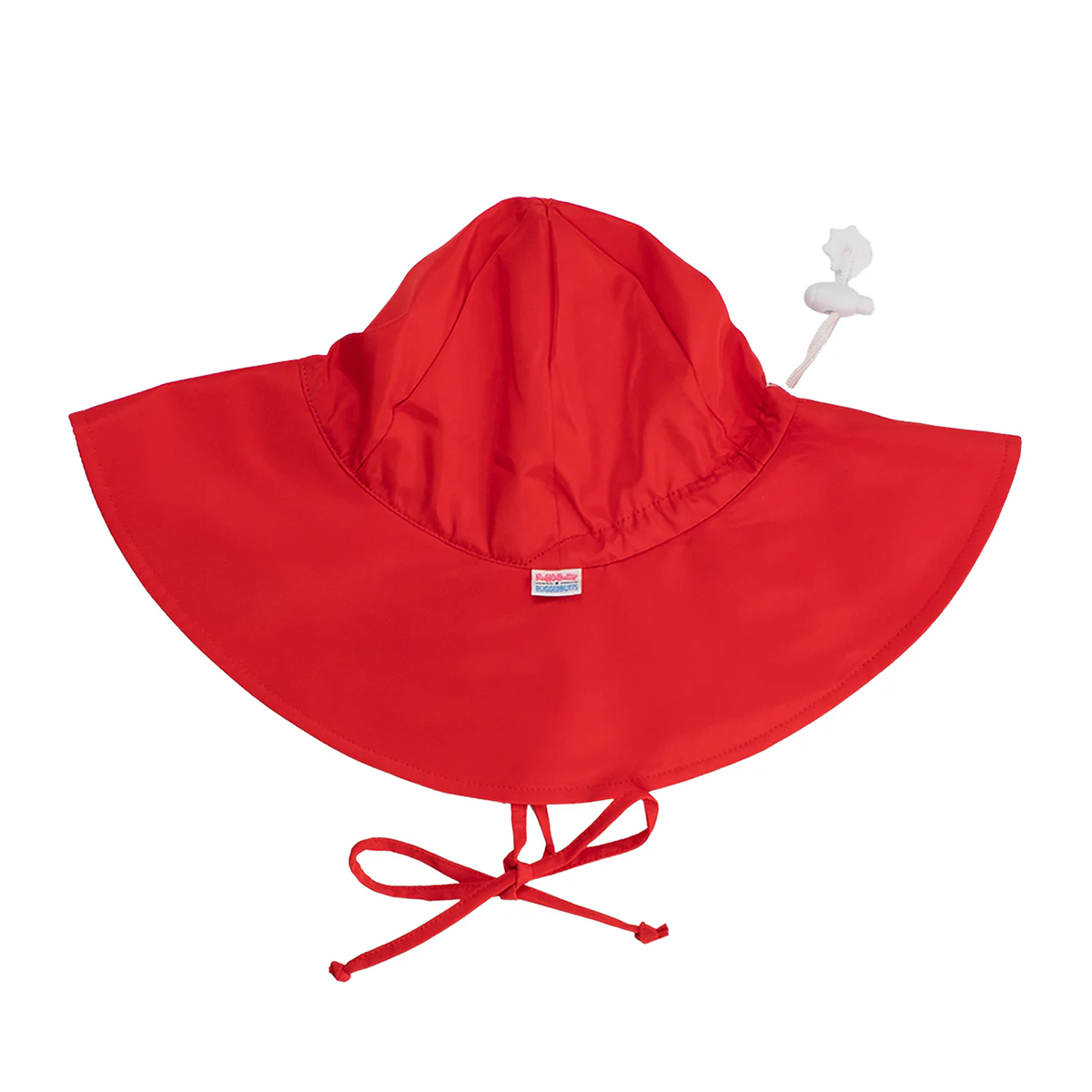 Red sun hat with a tie chin strap