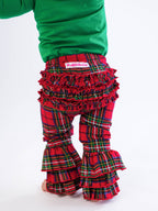 Toddler Red Nicholas Plaid Ruffle Flare Pants