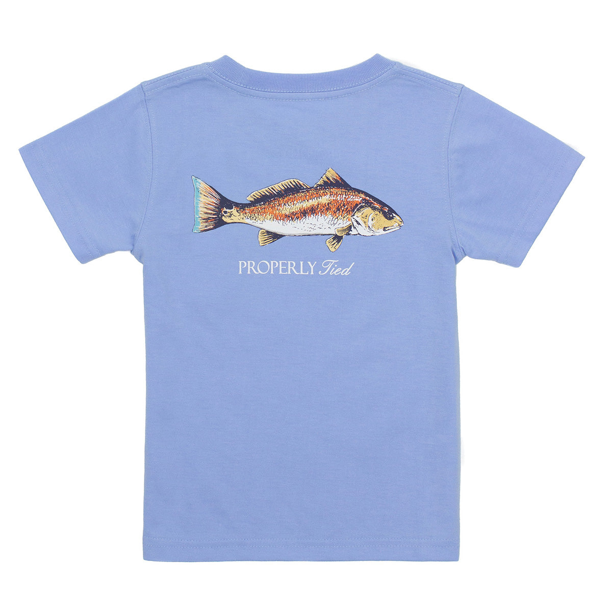 Properly Tied Boy's Redfish on Blue Tee