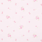 Rose print Pima cotton on a pink background.
