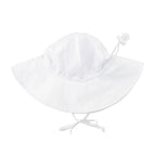 White sun hat with a chin strap