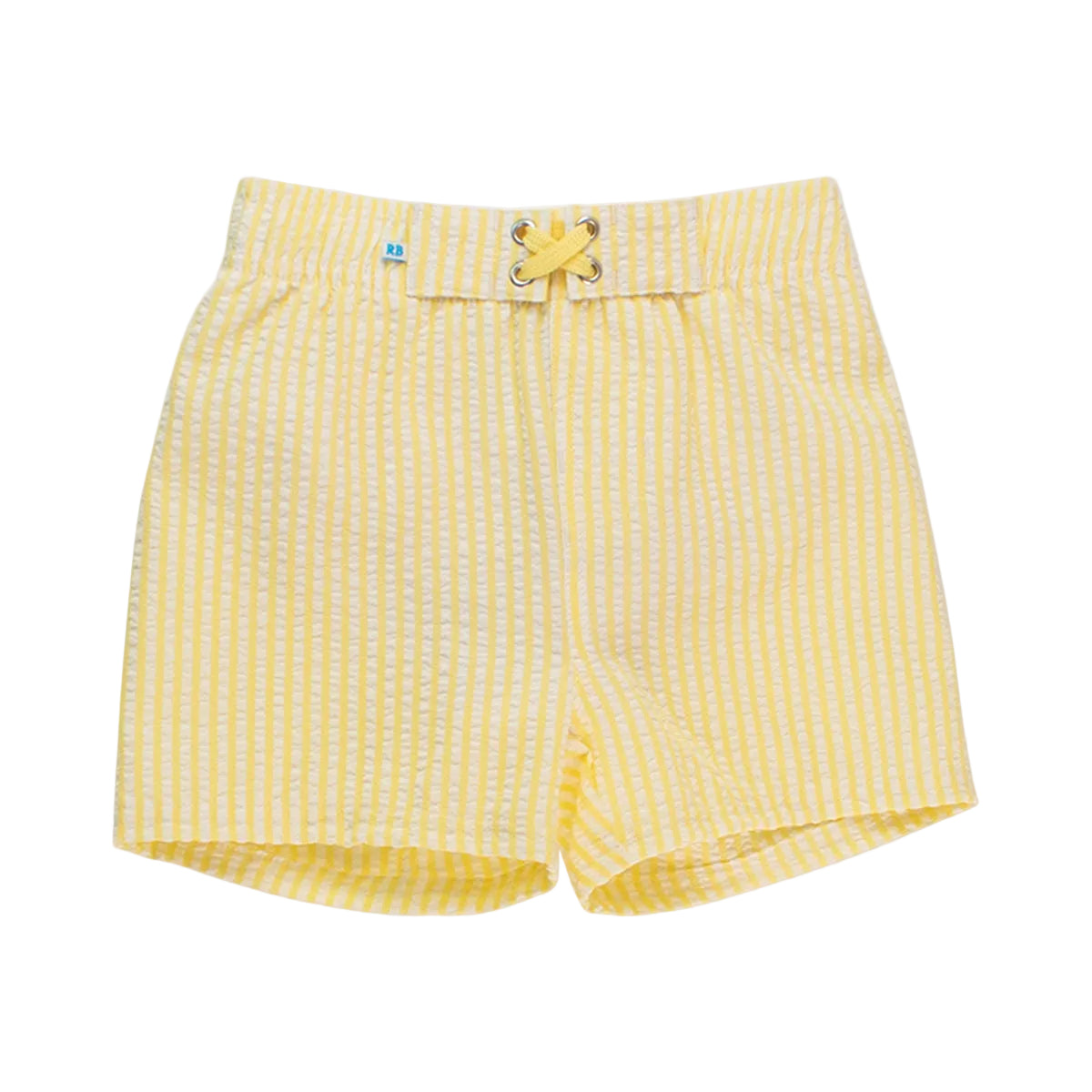 Yellow stripe boys swim trunks with a drawstring
