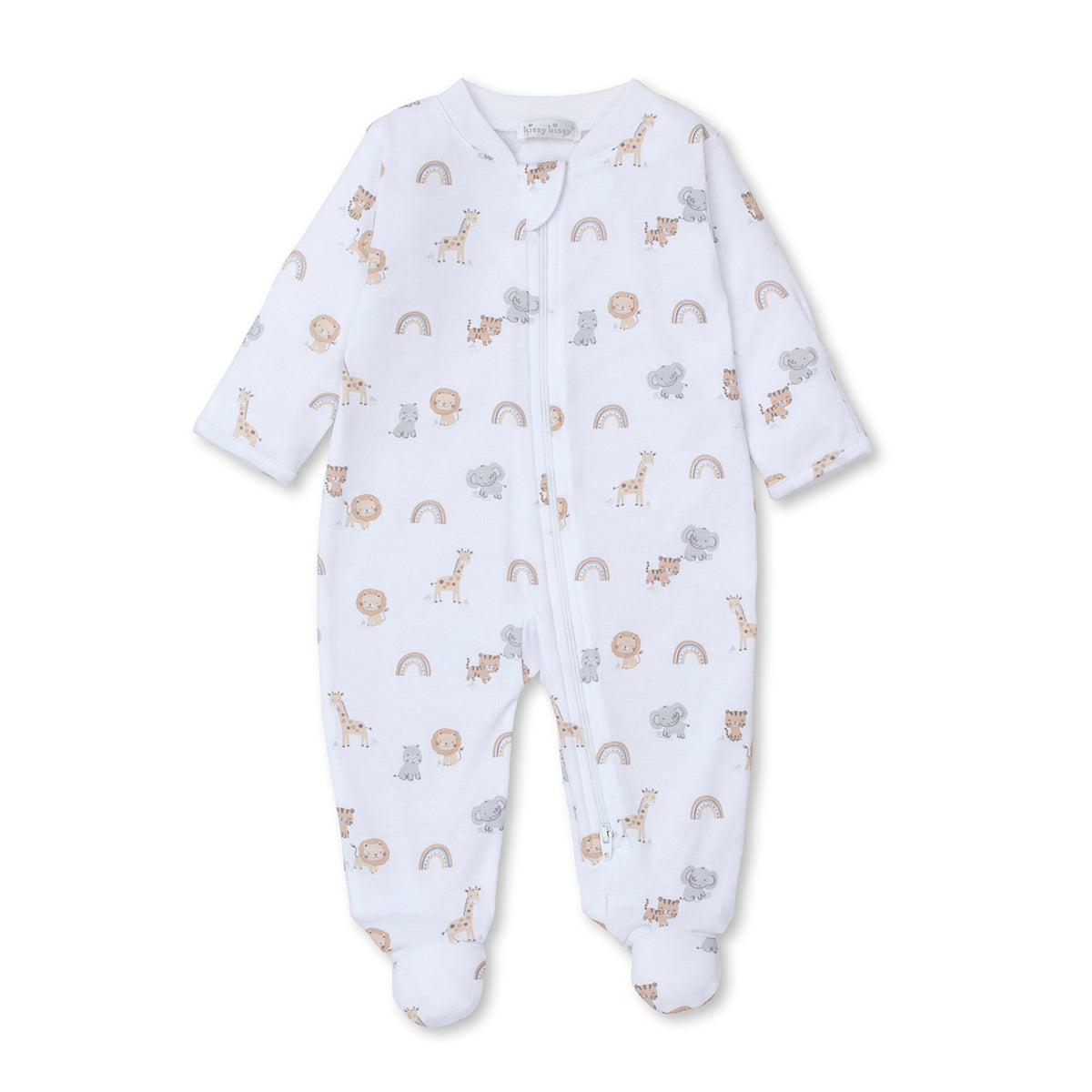 Safari Squad Print Baby Boy Zip Front Footie