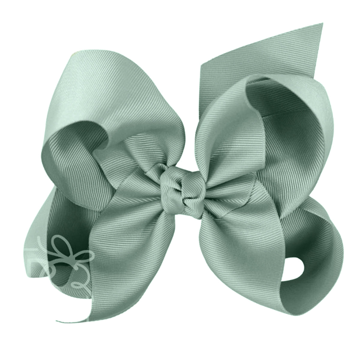 Large sage green grosgrain classic hair bow with double knot center.
