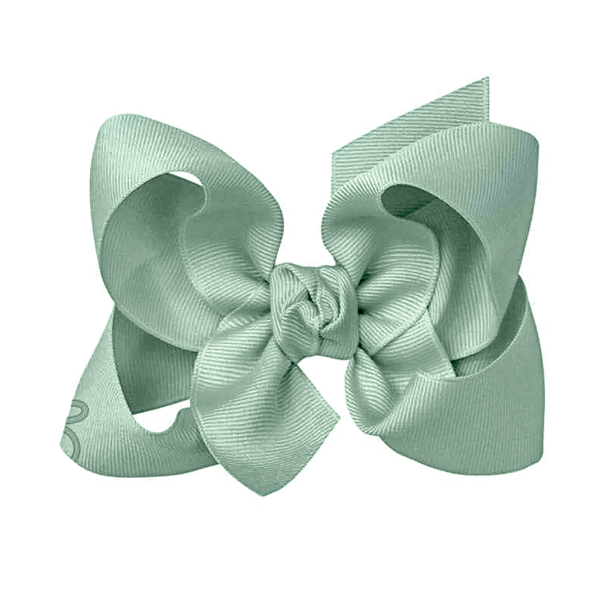 Sage green grosgrain classic hair bow with double knot center.