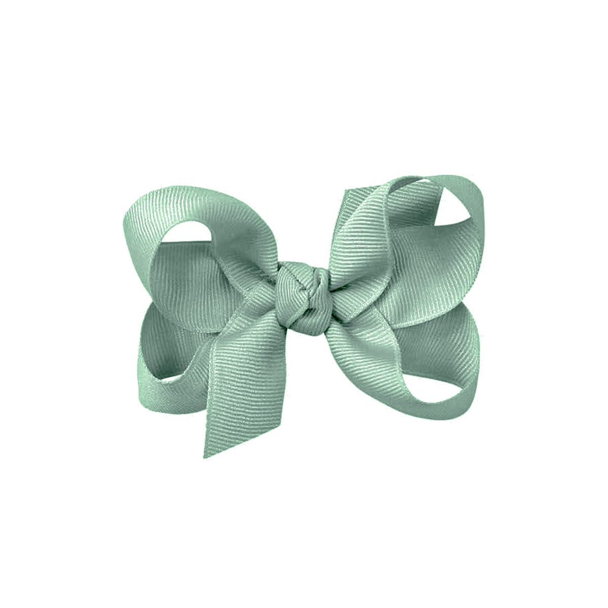 Sage green grosgrain classic hair bow with double knot center.