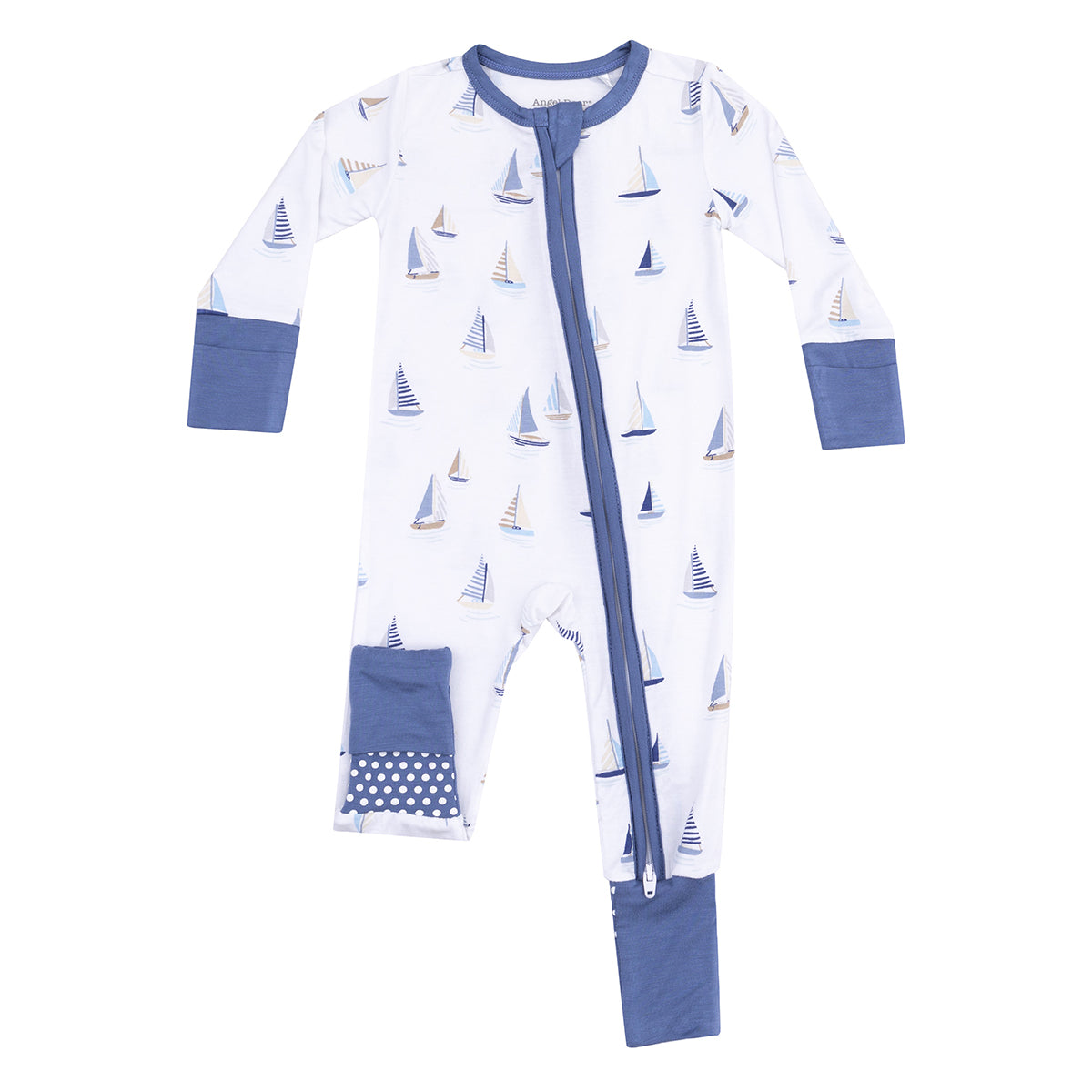 Boy's Blue Sailboats Zipper Romper