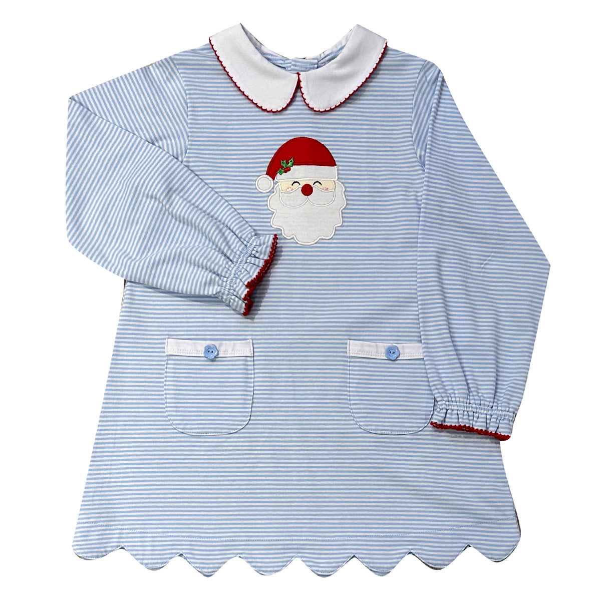 Girl's Santa Appliqued Christmas Dress