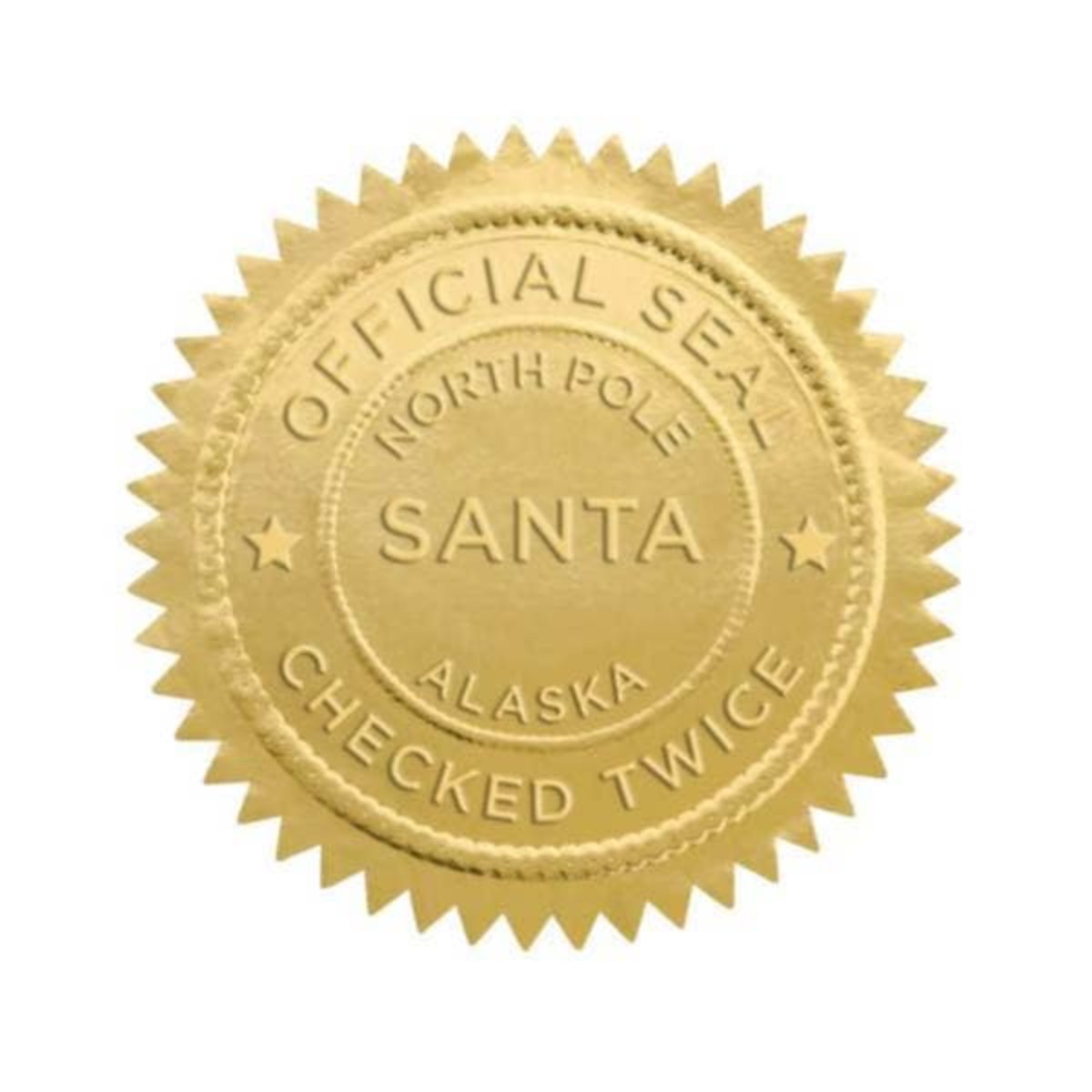 Santa Seals Gold Embossed Christmas Holiday Stickers