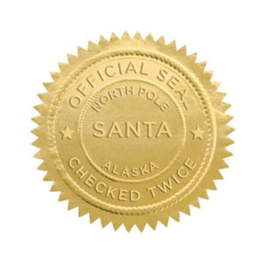 Santa Seals Gold Embossed Christmas Holiday Stickers