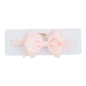 Light Pink Scalloped Grosgrain Hair Bow Headband