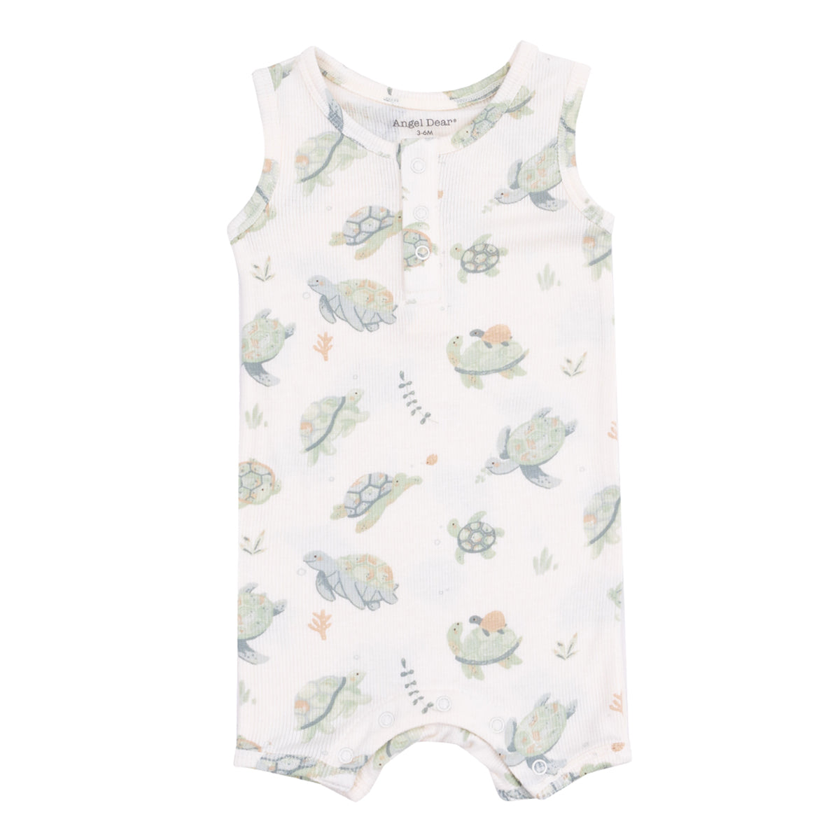 Boy's Sea Turtles Print Sleeveless Shortie Romper