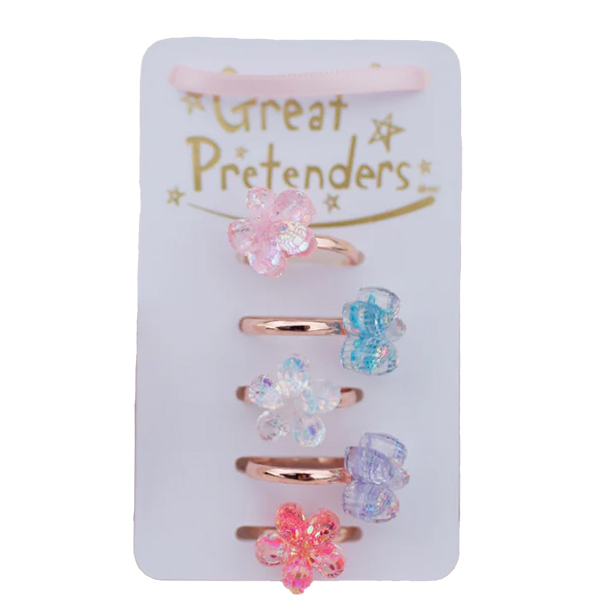 Girl's Shimmer Flower Rings Ring Set