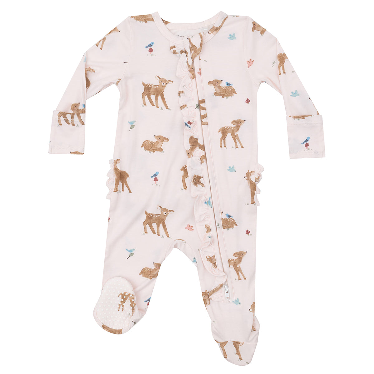 Girl's Soft Deer Zippered Footie