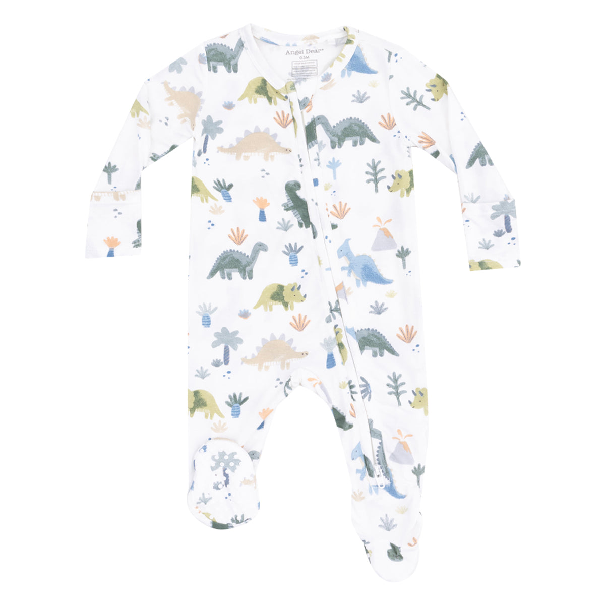 Boy's Soft Dinos Zipper Footie