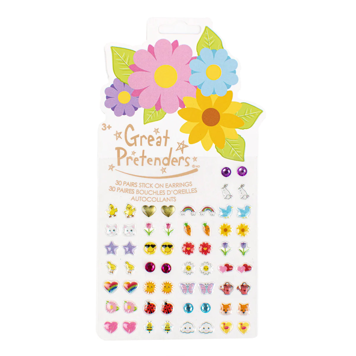 Spring Flowers Sticker Play Dress Up Earrings