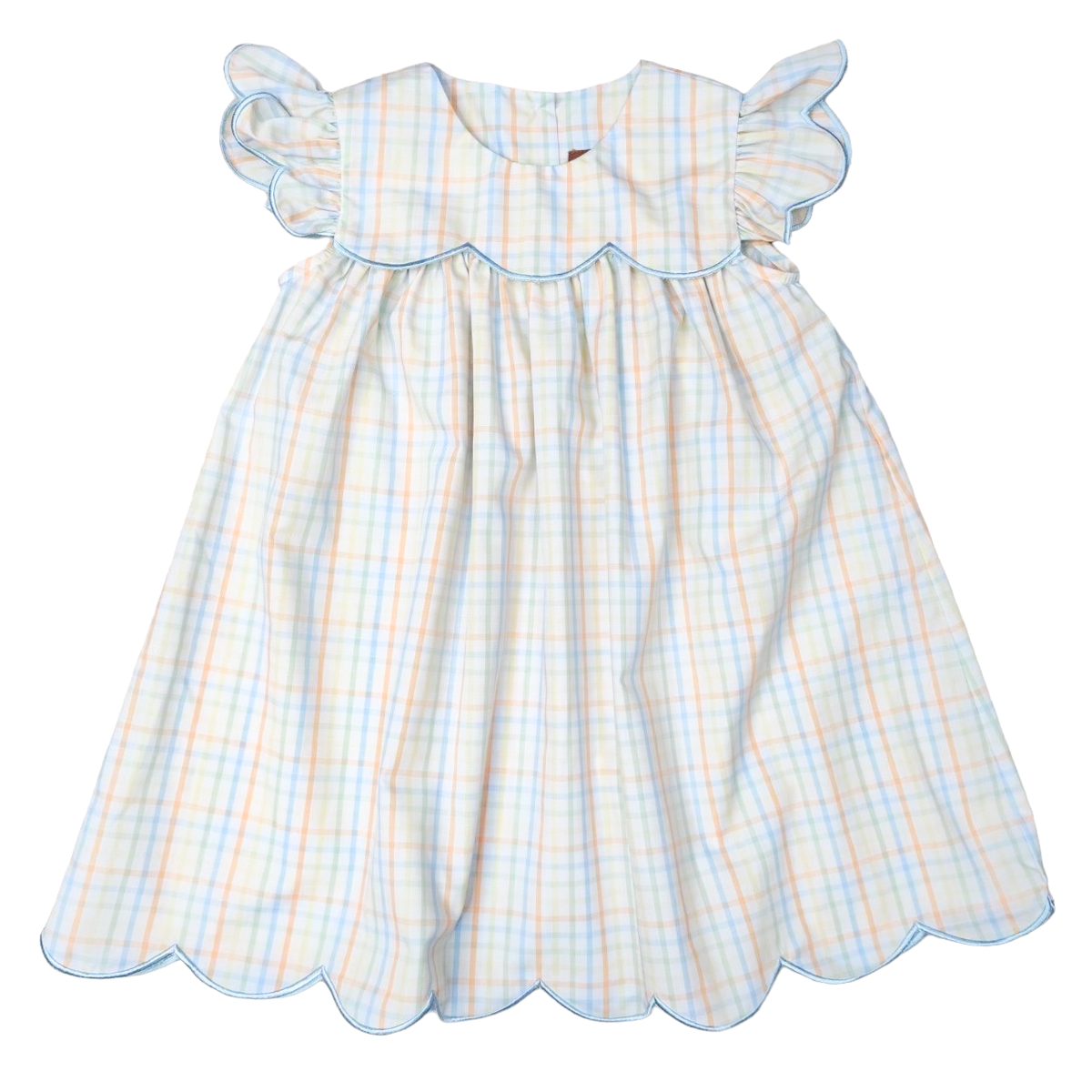 Girl's Spring Gingham Scalloped Dress