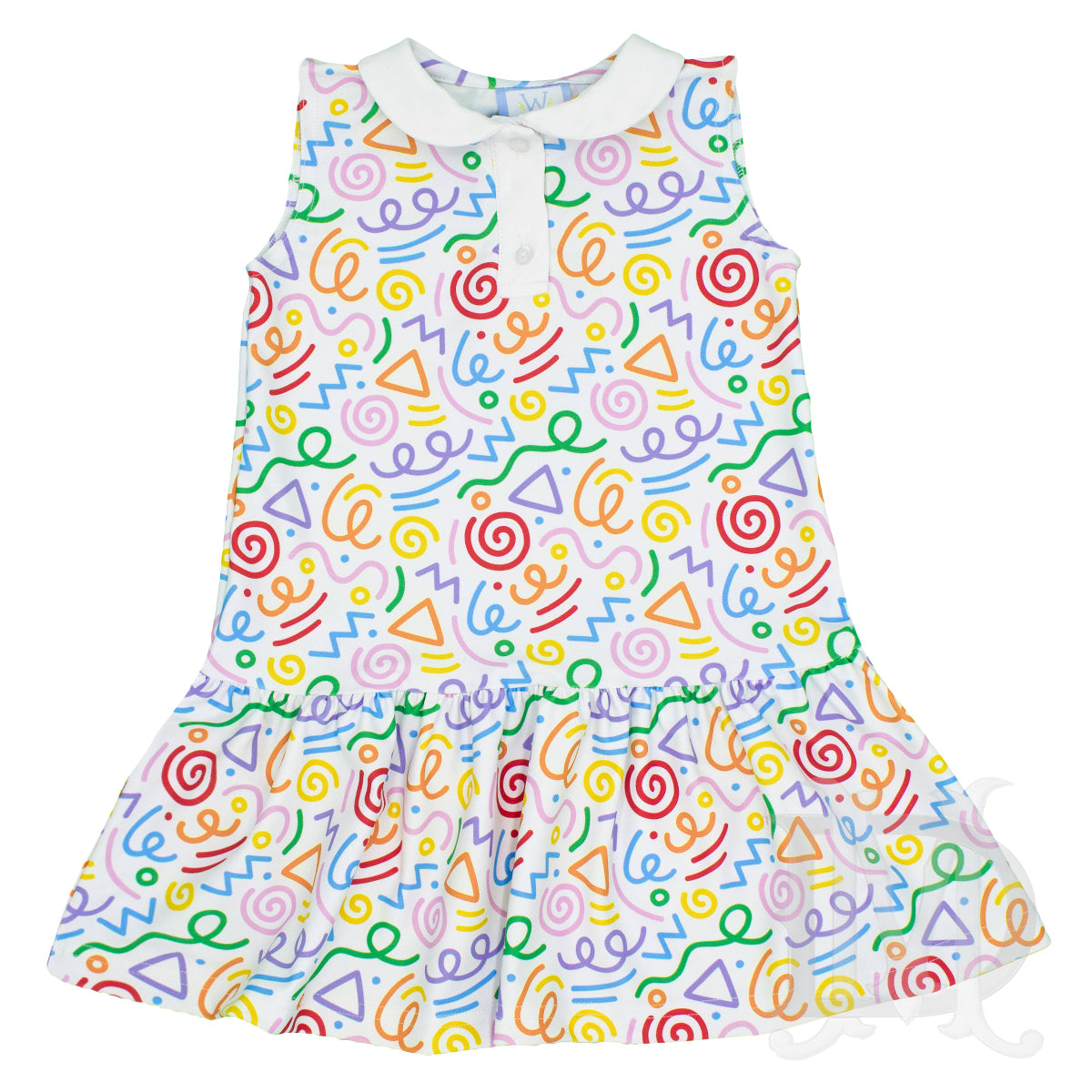 Squiggles Print Little Girl's Athleisure Dress by Funtasia Too