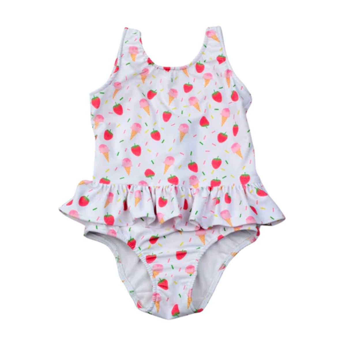 Strawberry Ice Cream Little Girl s One Piece Swimsuit by Funtasia Too Madison Drake Children s Boutique