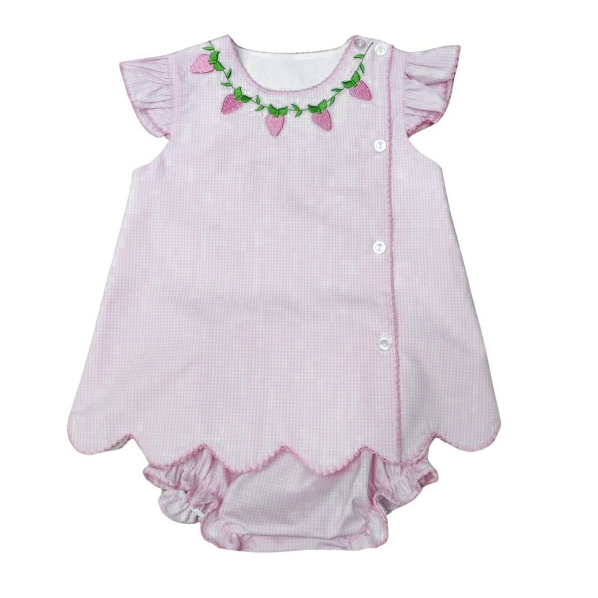 Girl's Sweet Pink Strawberries Bloomer Set