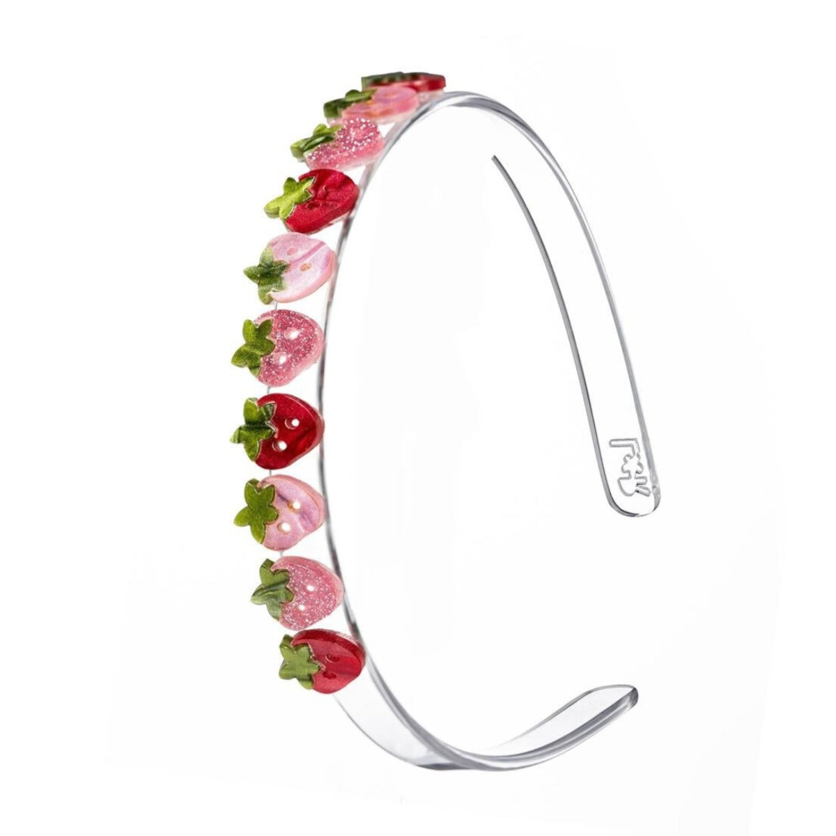 Satin Strawberries Pearlized Acrylic Headband by Lilies & Roses