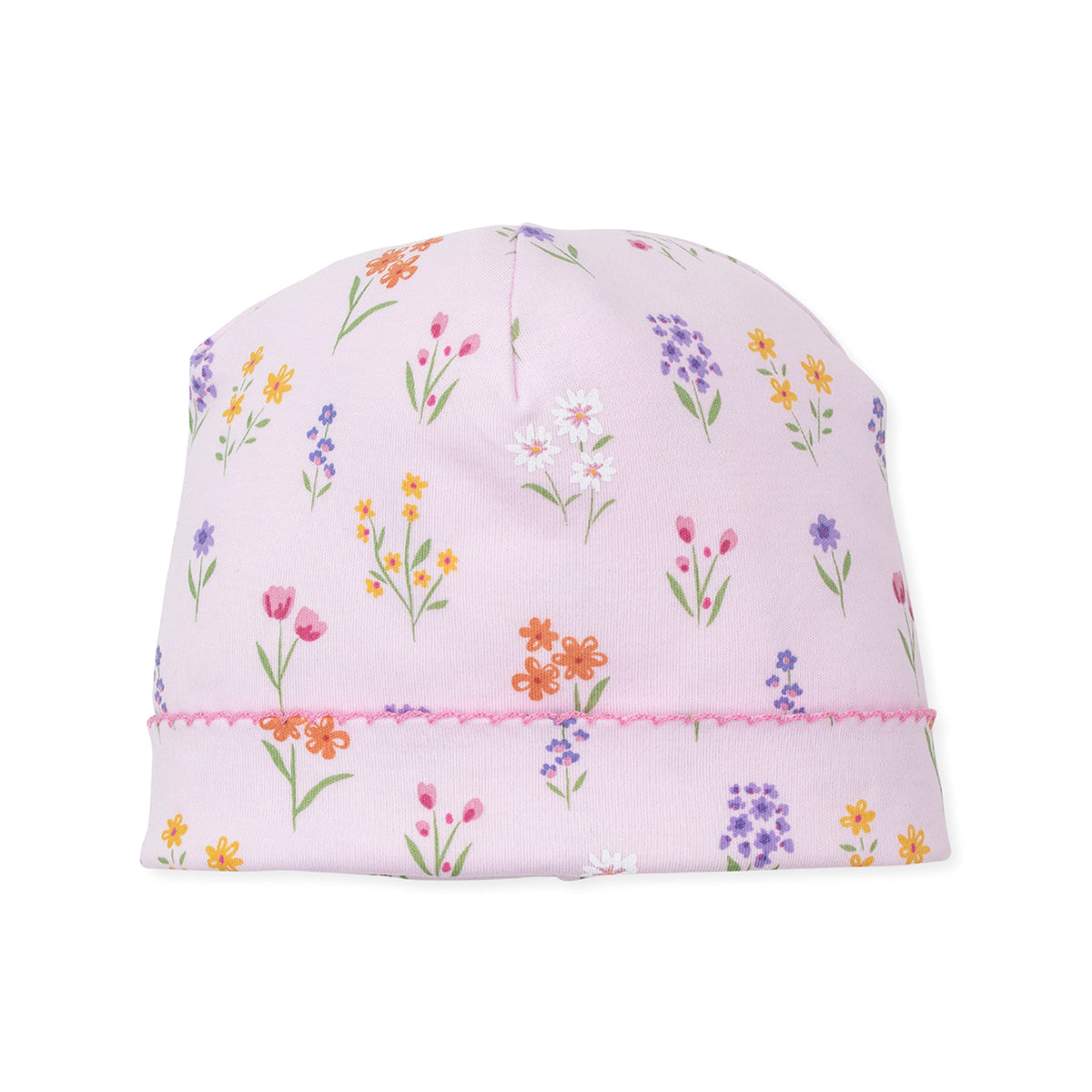 Pink spring floral-patterned newborn baby girl hat