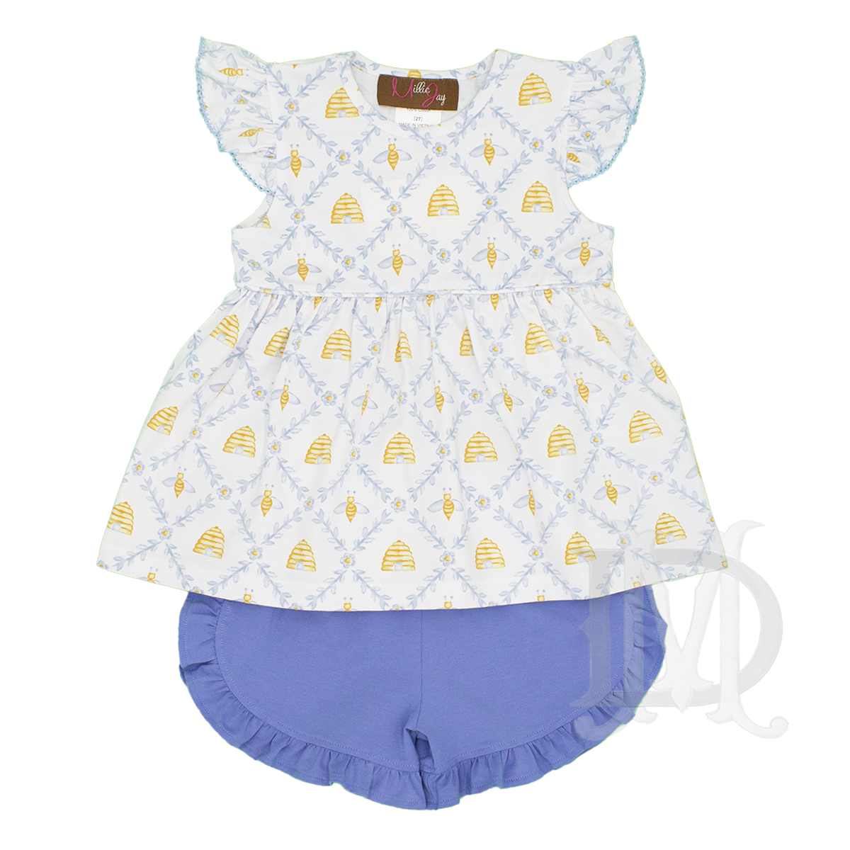 Toddler Girl's Sweet as Honey Bee Print Shorts Set by Millie Jay