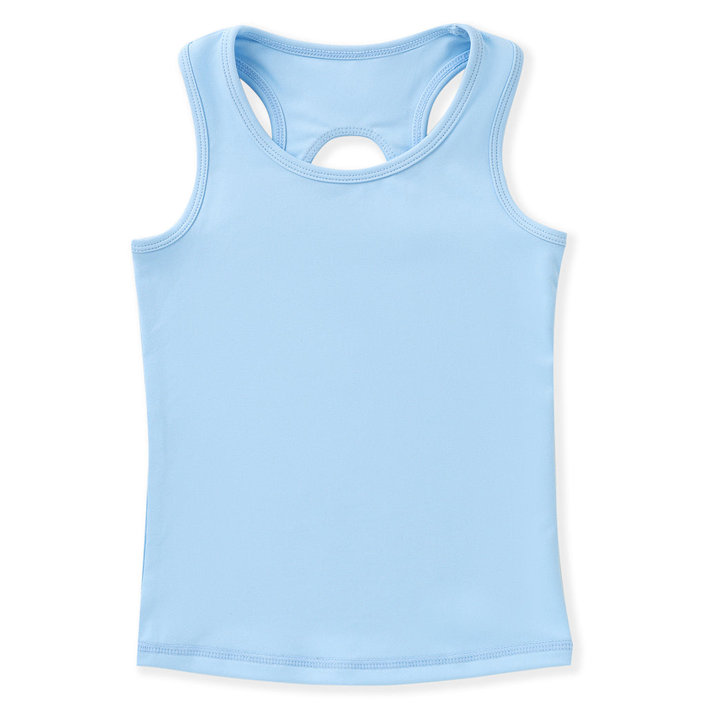 Blue girls athletic racerback tank top