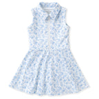 Girl’s blue chintz floral zip-front tennis dress
