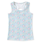 Girls blue and pink ditsy floral racerback active tank top
