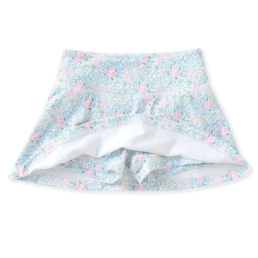 Girls floral athleisure tennis skort with built-in shorts and pocket