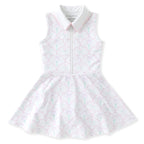 Girls pastel golf print zip tennis dress with built-in shorts