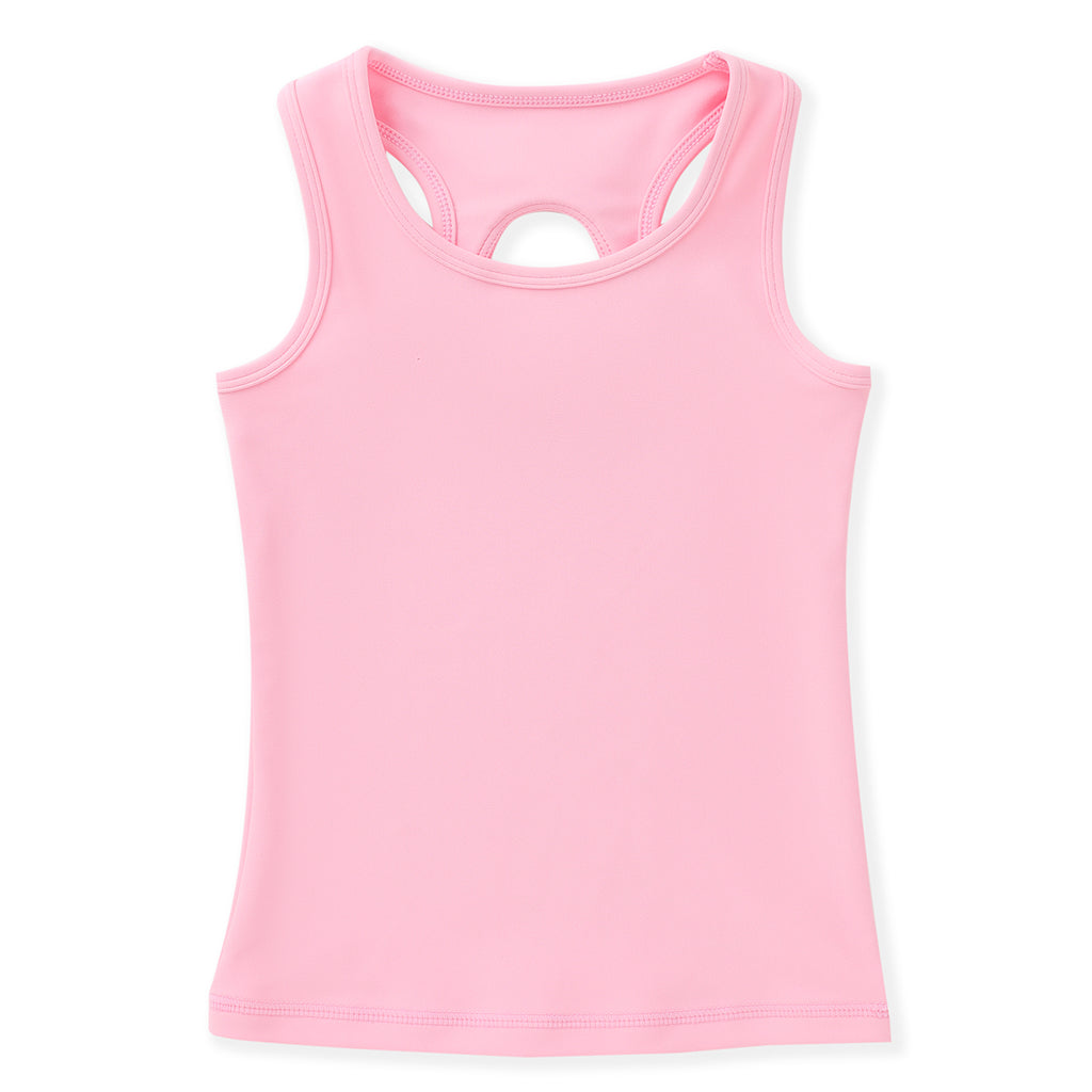 Girls pink racerback active tank with keyhole back detail