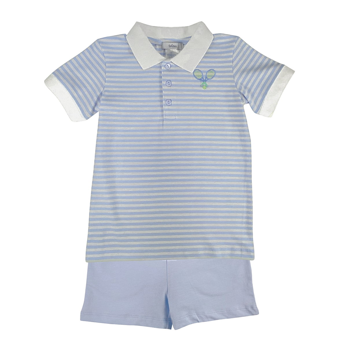Toddler Boy's Blue Stripes Tennis Shorts Set by Ishtex