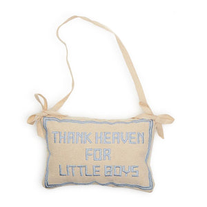 Thank Heaven Embroidered Door Hanger Pillow