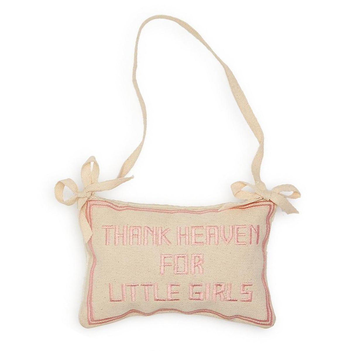 Thank Heaven Embroidered Door Hanger Pillow