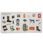 Kids board book with hunting-themed illustrations