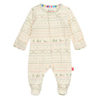 Baby onesie with magnetic closure and a Christmas fair isle print. 