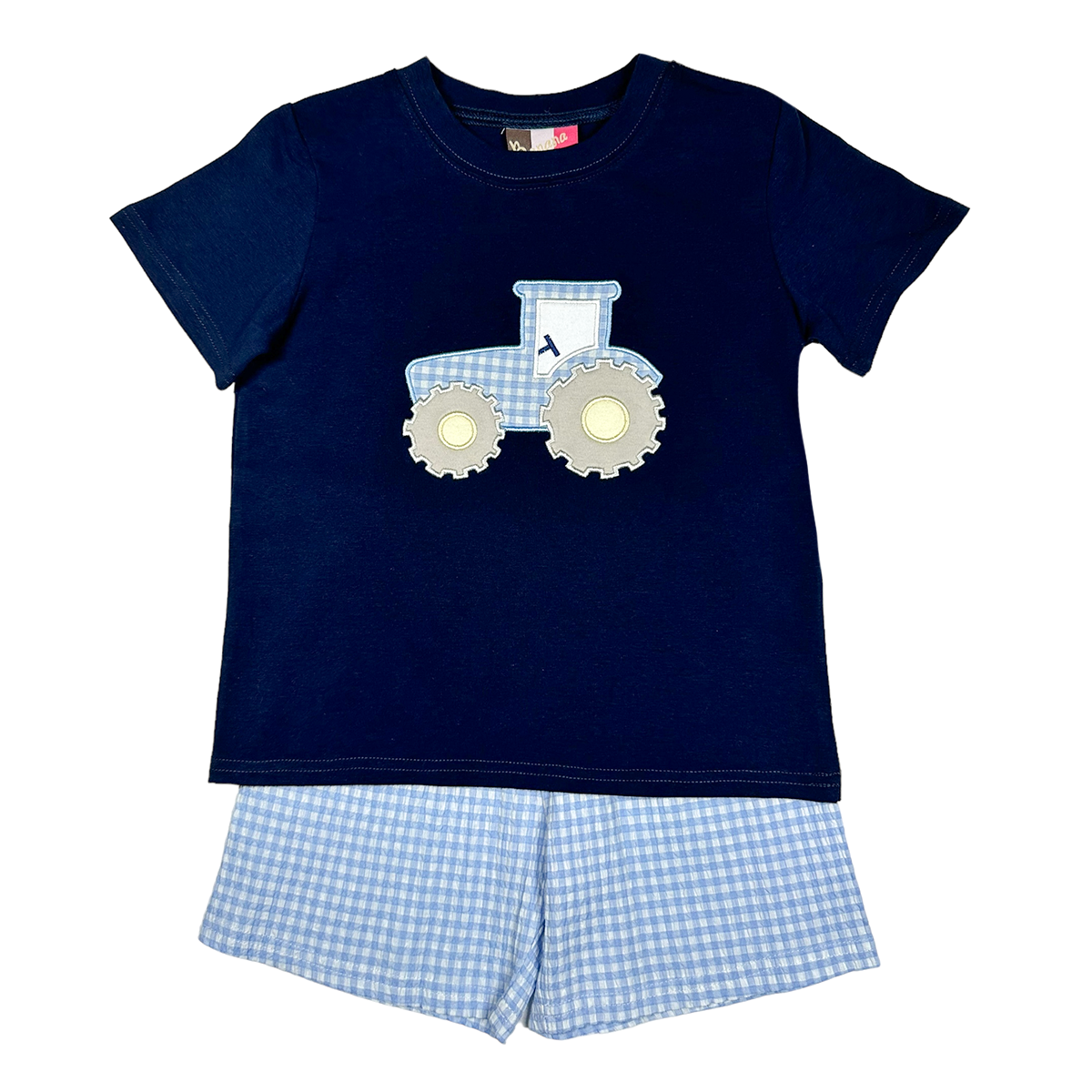 Boy's Tractor Appliqued Shorts Set