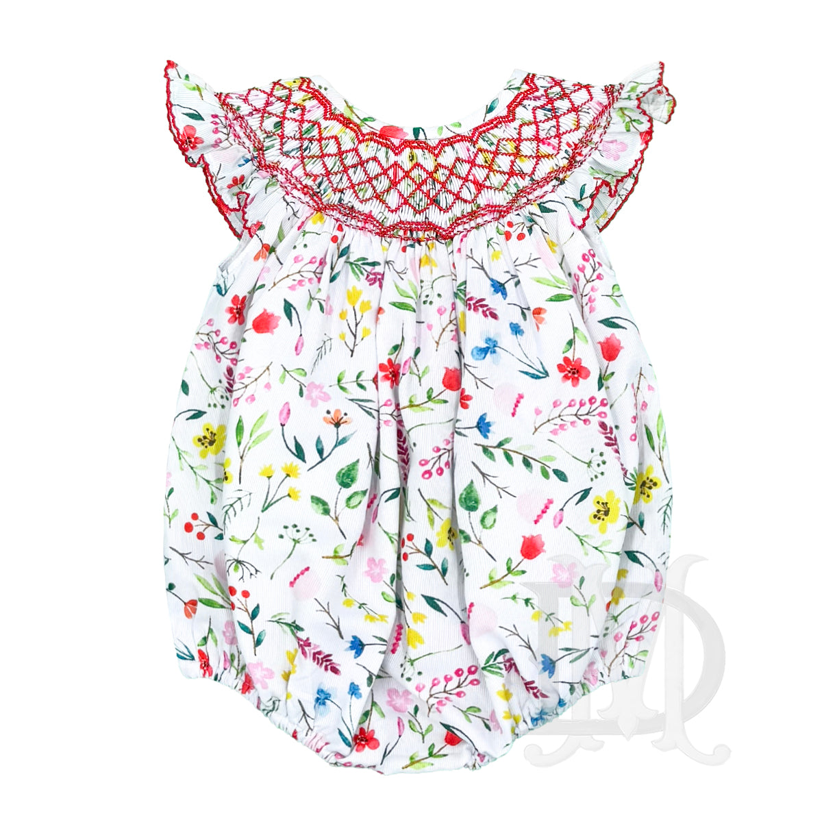 Girl's Smocked Tracy Bright Floral Bubble