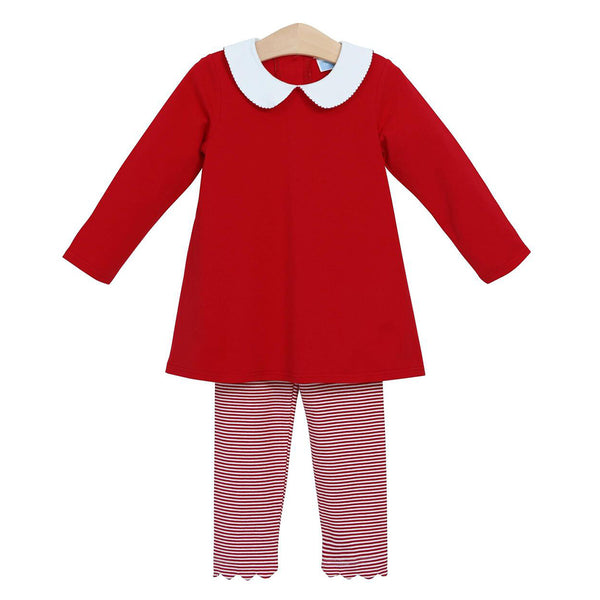 Trotter Street Kids-Claire Long Sleeve Dress Red Stripe or Red
