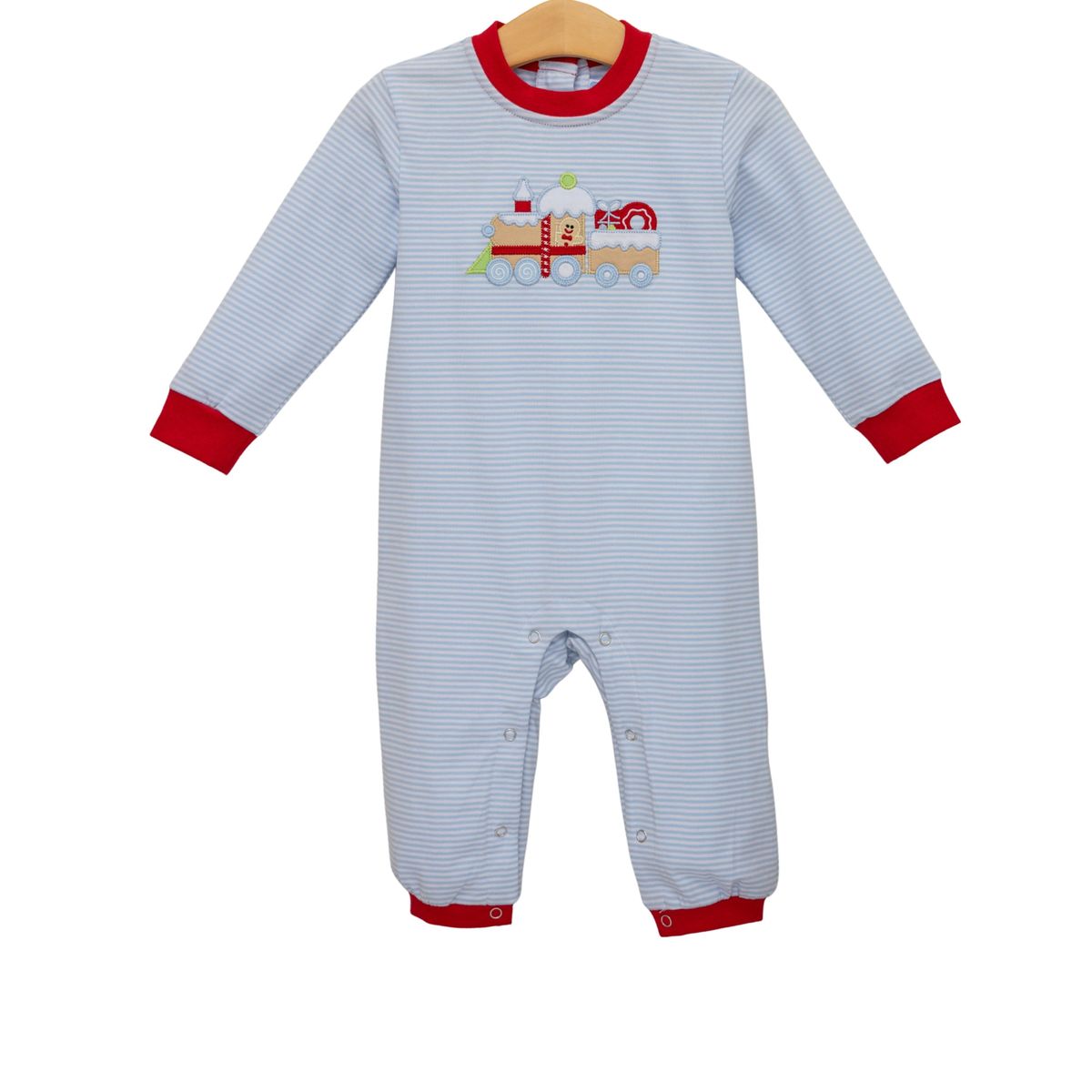 Gingerbread Train Appliqued Romper